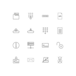 cyber security simple linear icons set outlined vector image