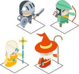 Isometric fantasy rpg game character icons vector