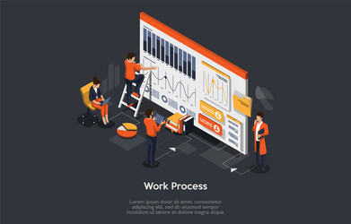 Isometric work process concept business people vector