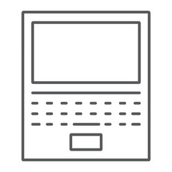 Laptop thin line icon office and work computer vector