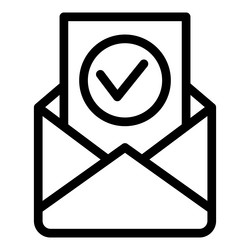 open envelope icon showing document with checkmark vector image
