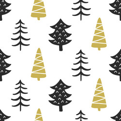 scandinavian forest trees nordic seamless pattern vector