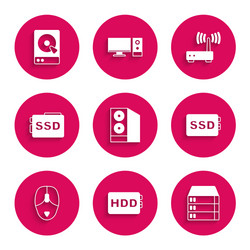 set case computer hard disk drive hdd server vector image