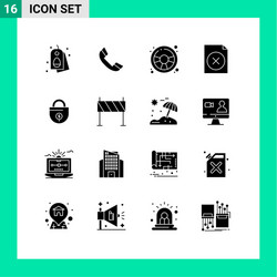 16 universal solid glyphs set for web and mobile vector image