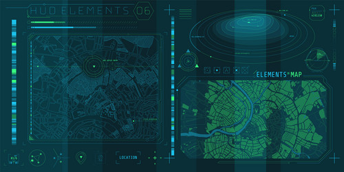 a set hud maps elements for futuristic vector image