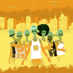 Aliens teenagers in the city vector