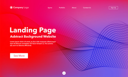 landing page abstract wave background website vector image