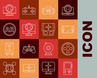 set line portable video game console gamepad vector image