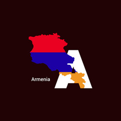 armenia initial letter country with map and flag vector