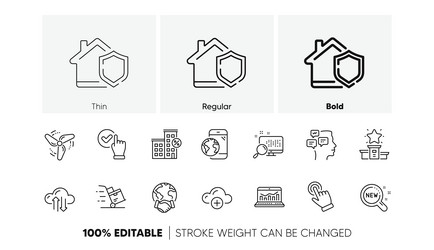 checkbox loan house and cloud computing line vector image