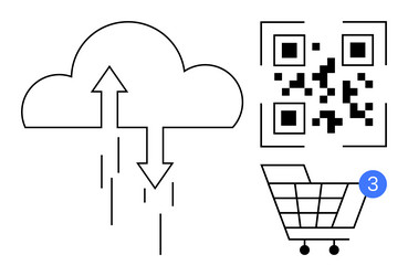 cloud data synchronization qr code scanning vector image