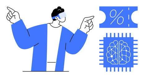man with virtual reality headset navigating vector image