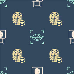 set line fingerprint with lock and eye scan vector image