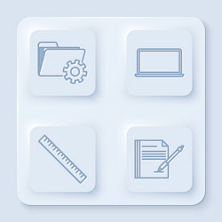 Set line folder settings with gears laptop ruler vector