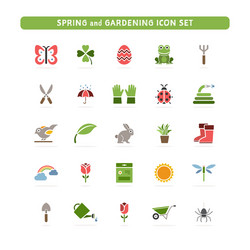 spring and gardening color icon set with shadow vector image
