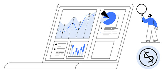 data analytics dashboard displayed on laptop vector image