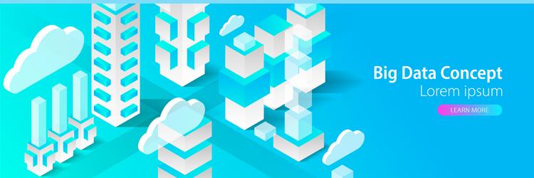 isometric big data flow processing concept cloud vector image