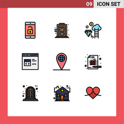 Set 9 modern ui icons symbols signs for globe vector