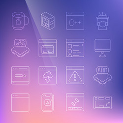 set line keyboard processor computer monitor vector image