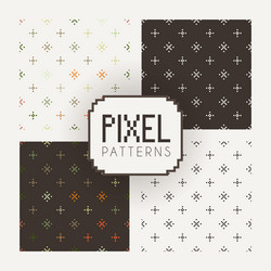set of seamless patterns pixel elements vector image