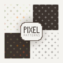 Set of seamless patterns pixel elements vector