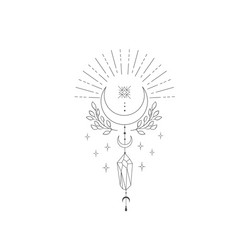 Moon Floral Alchemy Tattoo Vector Image
