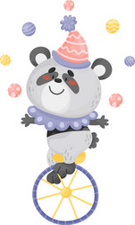 Panda on unicycle juggler vector