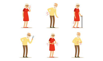 senior people characters having health problem vector