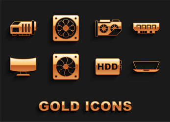 set computer cooler ram random access memory vector image