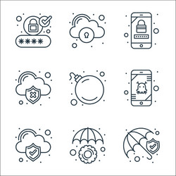 web security line icons linear set quality vector image