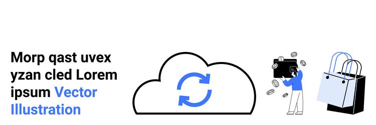 cloud syncing data management and shopping vector image