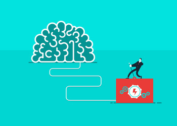 one man who turn on the brain business vector image