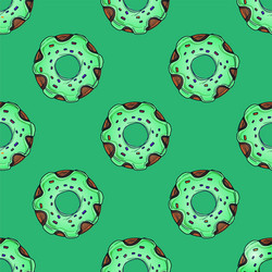 seamless pattern from multi-colored donuts vector