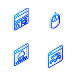 set isometric line computer mouse debugging vector image