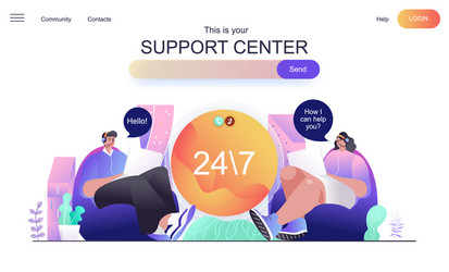 support center web concept for landing page vector