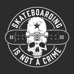 Vintage Skateboarding Skull Emblem Vector Image