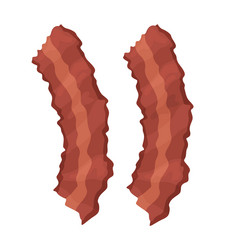 bacon slices semi flat color objects set vector