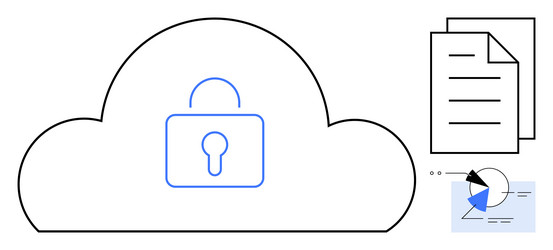 cloud data security with encryption lock vector image