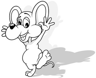 drawing of a dancing and happy cheerful mouse vector