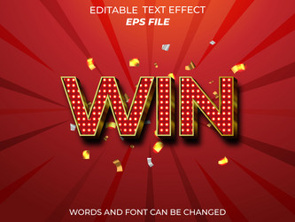 win text effect font editable typography 3d vector image