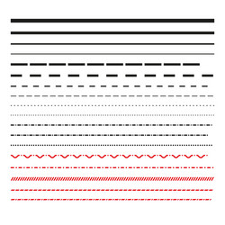 a set straight and dashed lines simple flat vector image