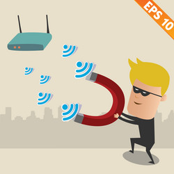 Hacker on Wireless Network vector image