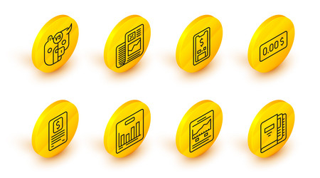set line office folders website with growth graph vector image