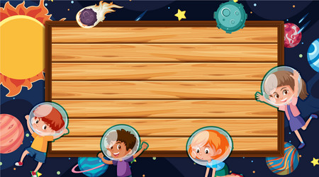 border template with space theme in background vector image