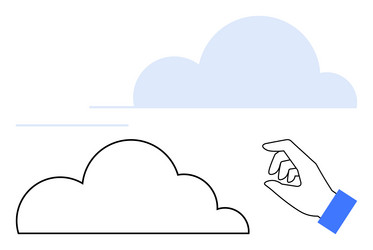 hand interacting with cloud element for digital vector image