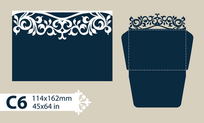 template envelope with carved openwork pattern vector image