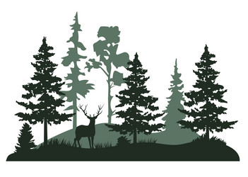 Hand drawn forest fir trees silhouettes Royalty Free Vector