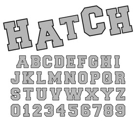 Hatch alphabet font template letters and numbers vector