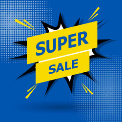 Sale banner template design on blue background vector