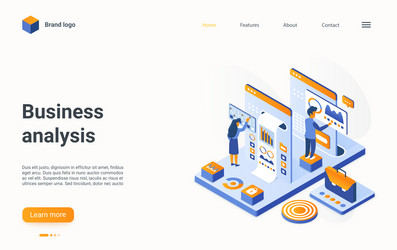 business analysis isometric landing page vector